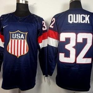 Nike Herren 2014 Olympics USA #32 Jonathan Quick Trikots – Marineblau Blau