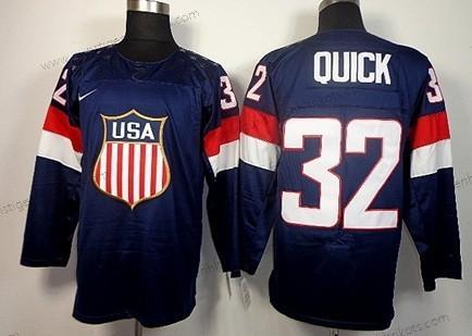 Nike Herren 2014 Olympics USA #32 Jonathan Quick Trikots – Marineblau Blau