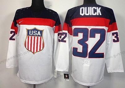 Nike Herren 2014 Olympics USA #32 Jonathan Quick Trikots – Weiß