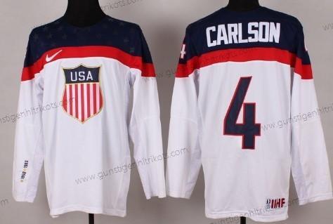 Nike Herren 2014 Olympics USA #4 John Carlson Trikots – Weiß