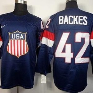 Nike Herren 2014 Olympics USA #42 David Backes Trikots – Marineblau Blau