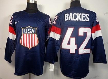 Nike Herren 2014 Olympics USA #42 David Backes Trikots – Marineblau Blau