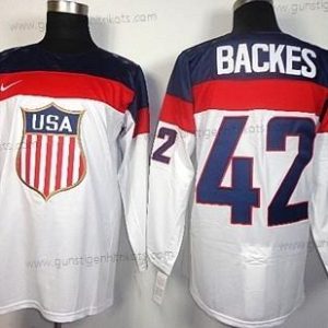 Nike Herren 2014 Olympics USA #42 David Backes Trikots – Weiß