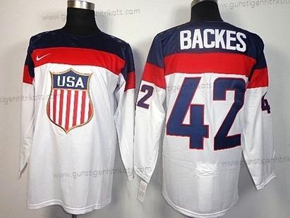 Nike Herren 2014 Olympics USA #42 David Backes Trikots – Weiß