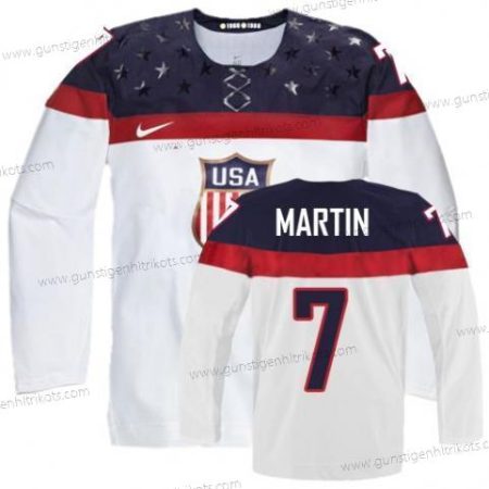 Nike Herren 2014 Olympics USA #7 Paul Martin Trikots – Weiß