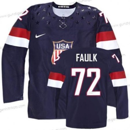 Nike Herren 2014 Olympics USA #72 Justin Faulk Trikots – Marineblau Blau