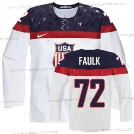 Nike Herren 2014 Olympics USA #72 Justin Faulk Trikots – Weiß