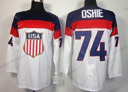 Nike Herren 2014 Olympics USA #74 T. J. Oshie Trikots – Weiß