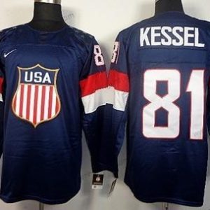 Nike Herren 2014 Olympics USA #81 Phil Kessel Trikots – Marineblau Blau