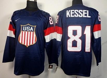 Nike Herren 2014 Olympics USA #81 Phil Kessel Trikots – Marineblau Blau