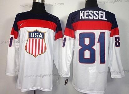 Nike Herren 2014 Olympics USA #81 Phil Kessel Trikots – Weiß