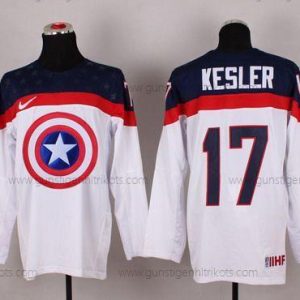 Nike Herren 2015 Team USA #17 Ryan Kesler Captain Amerika Trikots – Weiß