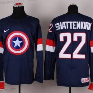 Nike Herren 2015 Team USA #22 Kevin Shattenkirk Captain Amerika Trikots – Marineblau Blau