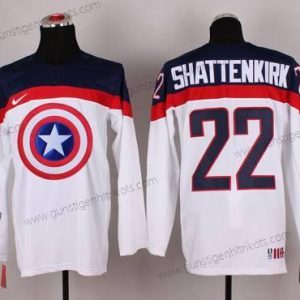 Nike Herren 2015 Team USA #22 Kevin Shattenkirk Captain Amerika Trikots – Weiß