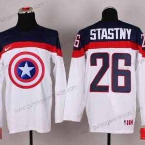 Nike Herren 2015 Team USA #26 Paul Stastny Captain Amerika Trikots – Weiß