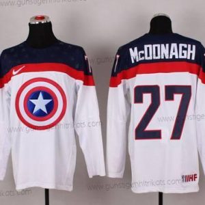 Nike Herren 2015 Team USA #27 Ryan Mcdonagh Captain Amerika Trikots – Weiß