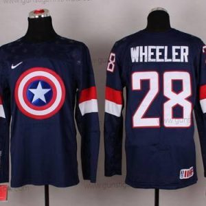 Nike Herren 2015 Team USA #28 Blake Wheeler Captain Amerika Trikots – Marineblau Blau