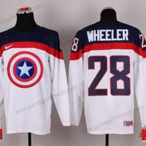 Nike Herren 2015 Team USA #28 Blake Wheeler Captain Amerika Trikots – Weiß