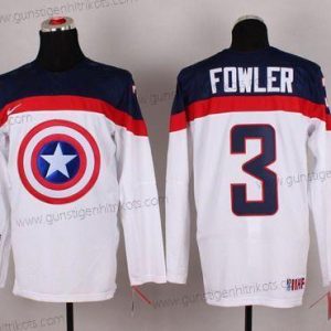 Nike Herren 2015 Team USA #3 Cam Fowler Captain Amerika Trikots – Weiß