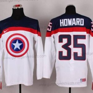 Nike Herren 2015 Team USA #35 Jimmy Howard Captain Amerika Trikots – Weiß