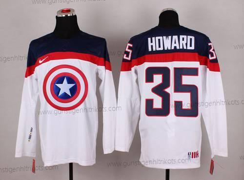 Nike Herren 2015 Team USA #35 Jimmy Howard Captain Amerika Trikots – Weiß