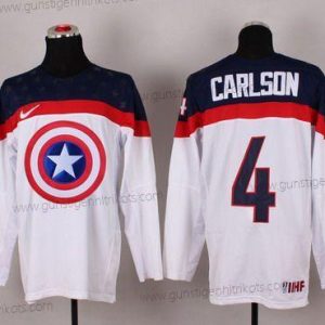 Nike Herren 2015 Team USA #4 John Carlson Captain Amerika Trikots – Weiß