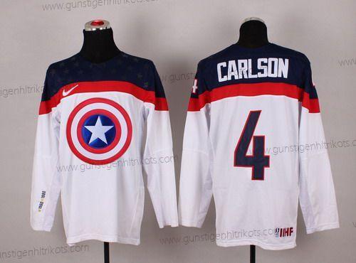 Nike Herren 2015 Team USA #4 John Carlson Captain Amerika Trikots – Weiß