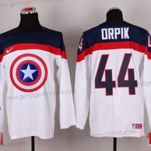 Nike Herren 2015 Team USA #44 Brooks Orpik Captain Amerika Trikots – Weiß