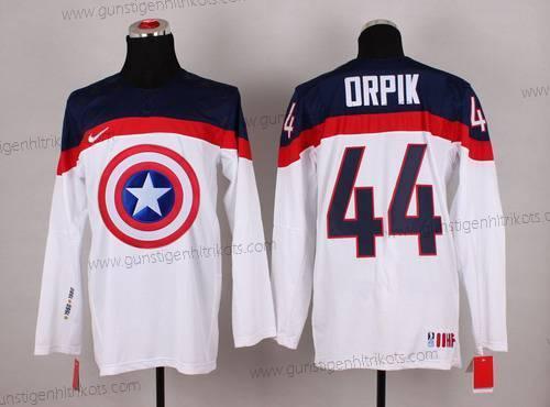 Nike Herren 2015 Team USA #44 Brooks Orpik Captain Amerika Trikots – Weiß