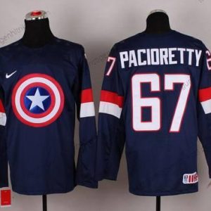 Nike Herren 2015 Team USA #67 Max Pacioretty Captain Amerika Trikots – Marineblau Blau