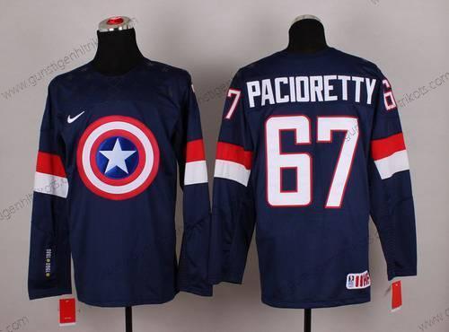 Nike Herren 2015 Team USA #67 Max Pacioretty Captain Amerika Trikots – Marineblau Blau