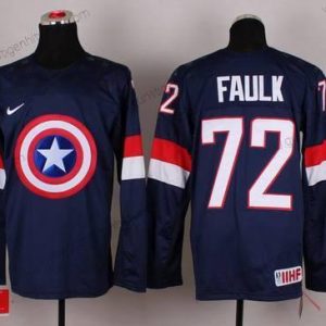 Nike Herren 2015 Team USA #72 Justin Faulk Captain Amerika Trikots – Marineblau Blau