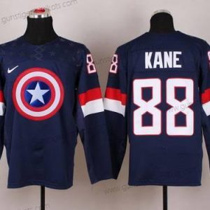 Nike Herren 2015 Team USA #88 Patrick Kane Captain Amerika Trikots – Marineblau Blau