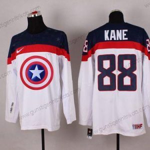 Nike Herren 2015 Team USA #88 Patrick Kane Captain Amerika Trikots – Weiß