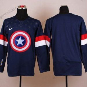 Nike Herren 2015 Team USA Leer Captain Amerika Trikots – Marineblau Blau