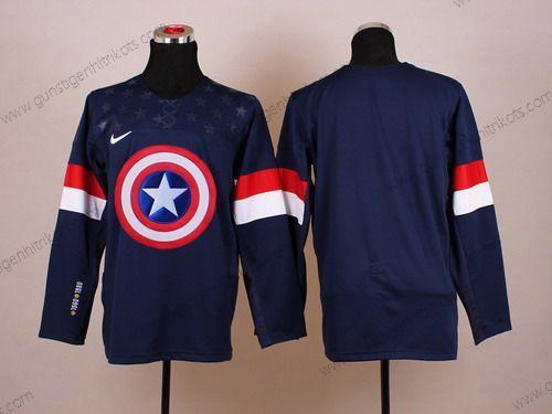 Nike Herren 2015 Team USA Leer Captain Amerika Trikots – Marineblau Blau