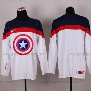 Nike Herren 2015 Team USA Leer Captain Amerika Trikots – Weiß