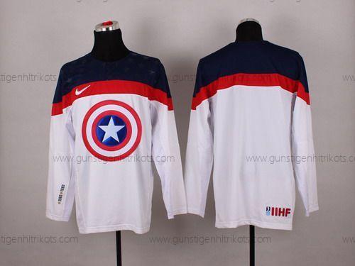 Nike Herren 2015 Team USA Leer Captain Amerika Trikots – Weiß