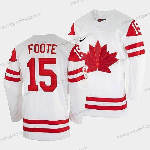 Nike Herren Adam Foote Kanada Hockey 2022 Winter Olympic #15 Salt Lake City Trikots – Weiß