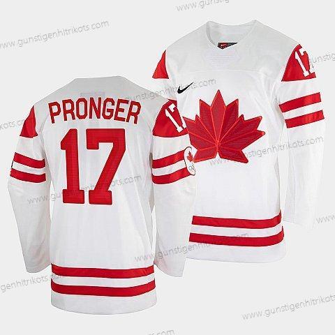 Nike Herren Chris Pronger Kanada Hockey 2022 Winter Olympic #17 Salt Lake City Trikots – Weiß