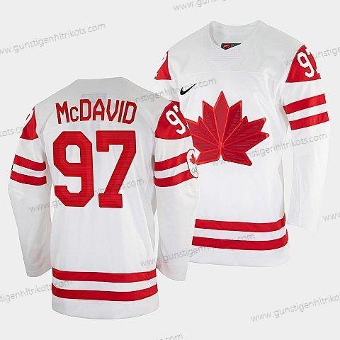 Nike Herren Connor Mcdavid Kanada Hockey 2022 Beijing Winter Olympic #97 Heimtrikots Rrplica Trikots – Weiß