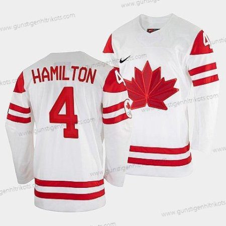 Nike Herren Dougie Hamilton Kanada Hockey 2022 Beijing Winter Olympic #4 Heimtrikots Trikots – Weiß