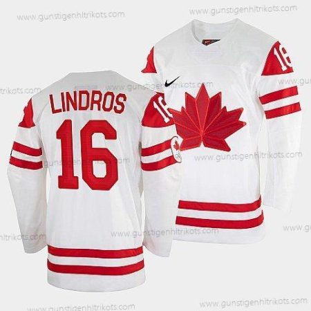 Nike Herren Eric Lindros Kanada Hockey 2022 Winter Olympic #16 Salt Lake City Trikots – Weiß