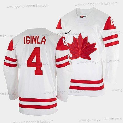 Nike Herren Jarome Iginla Kanada Hockey 2022 Winter Olympic #4 Salt Lake City Trikots – Weiß