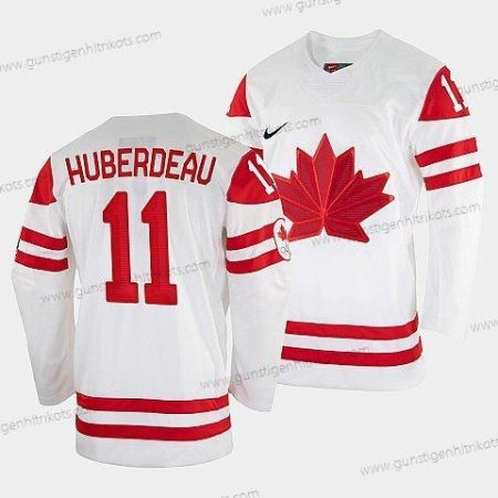 Nike Herren Jonathan Huberdeau Kanada Hockey 2022 Beijing Winter Olympic #11 Heimtrikots Trikots – Weiß