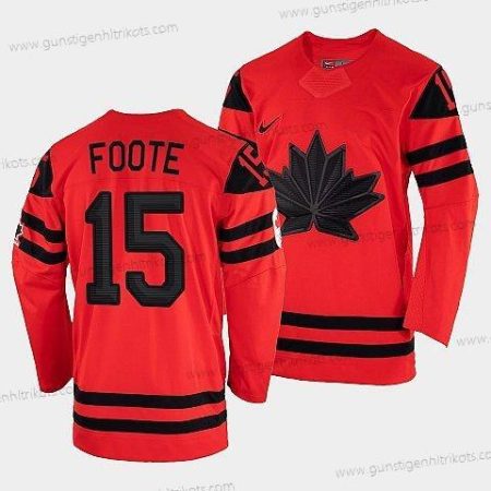 Nike Herren Kanada Hockey Adam Foote 2022 Winter Olympic #15 Winner Trikots – Rot Gold