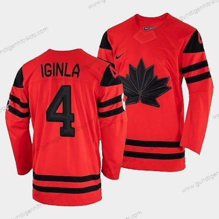 Nike Herren Kanada Hockey Jarome Iginla 2022 Winter Olympic #4 Winner Trikots – Rot Gold