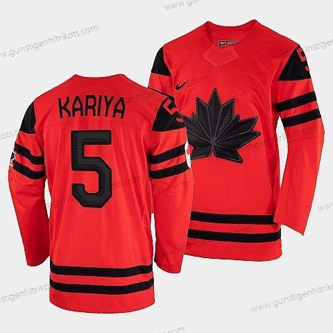 Nike Herren Kanada Hockey Paul Kariya 2022 Winter Olympic #5 Winner Trikots – Rot Gold