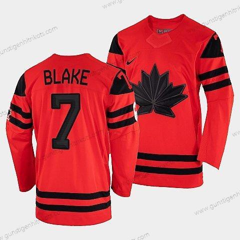 Nike Herren Kanada Hockey Rob Blake 2022 Winter Olympic #7 Winner Trikots – Rot Gold