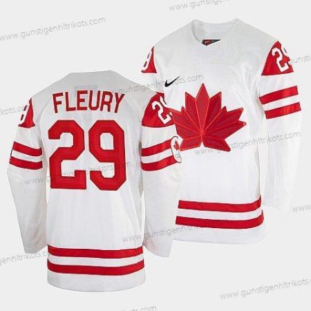 Nike Herren Marc-Andre Fleury Kanada Hockey 2022 Beijing Winter Olympic #29 Heimtrikots Trikots – Weiß